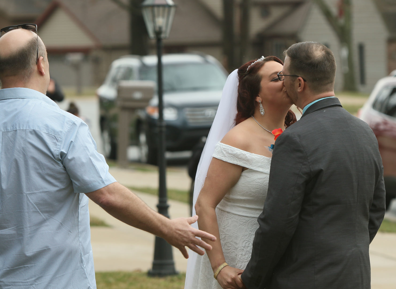 Nicole Matusik and Tim Bodnar host a drive-up wedding